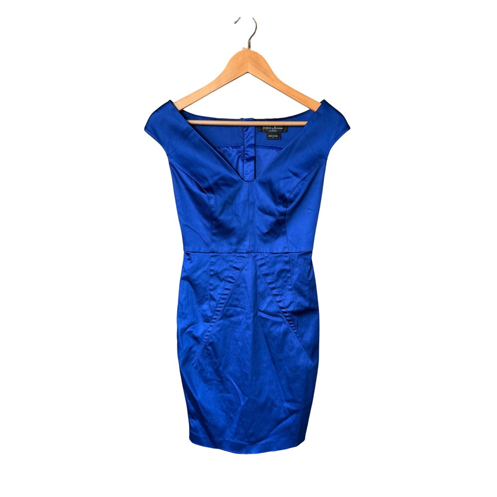 GUESS by MARCIANO Royal Blue V Neck Cap Sleeve Sheath Dress‎ Size 4